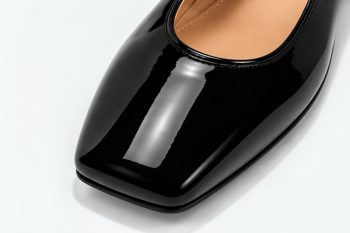 Mary Jane Square-Toe Patent Flats