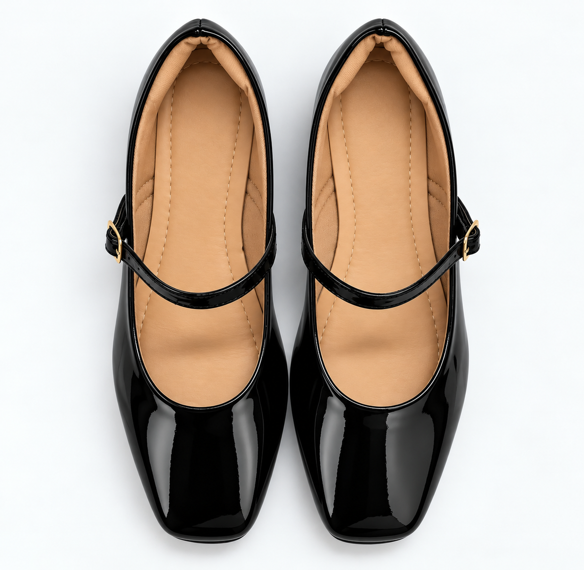 Mary Jane Square-Toe Patent Flats