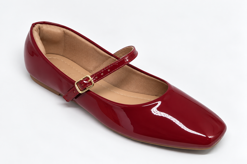 Mary Jane Square-Toe Patent Flats