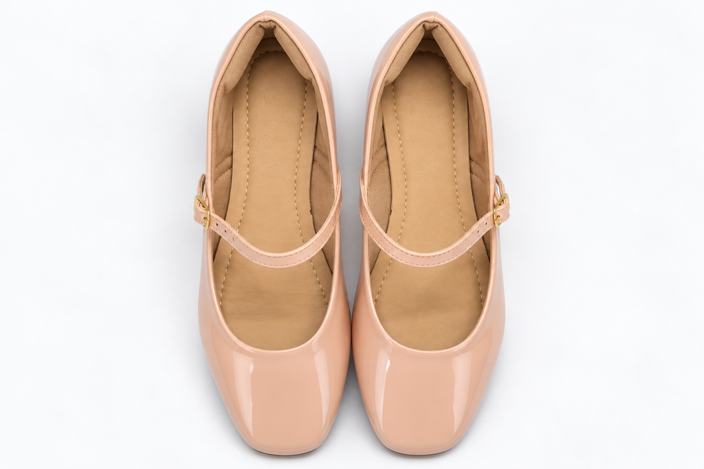 Mary Jane Square-Toe Patent Flats