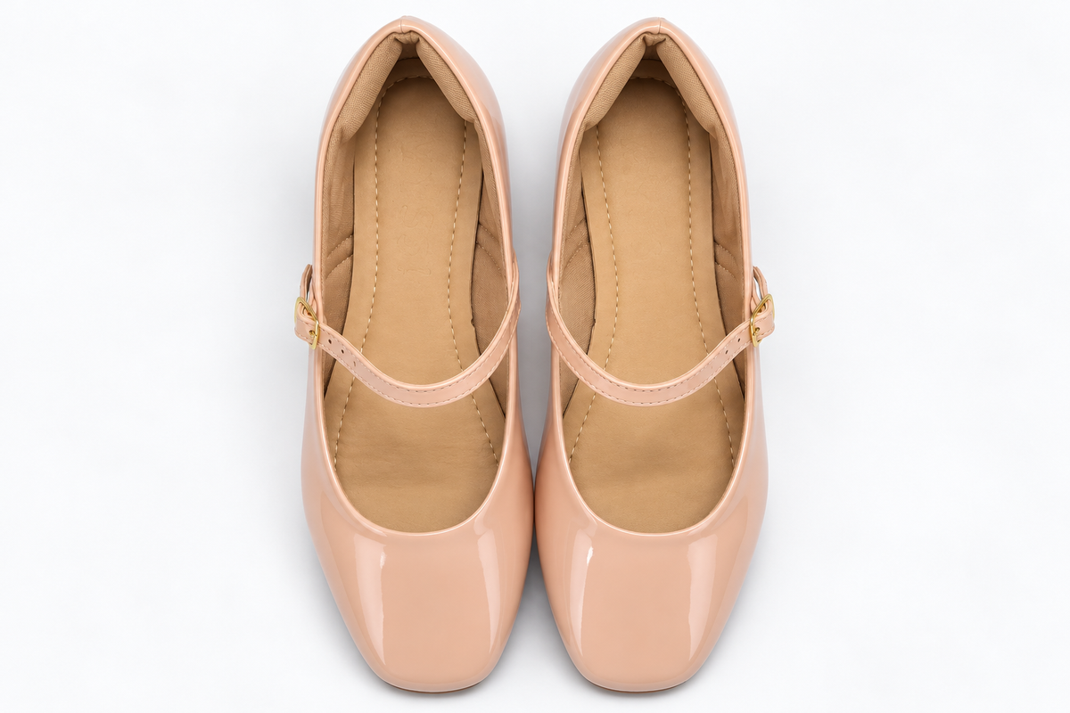 Mary Jane Square-Toe Patent Flats
