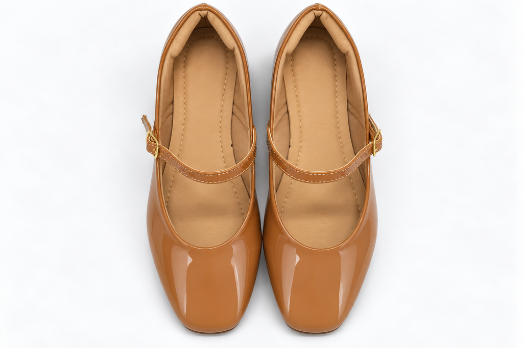 Mary Jane Square-Toe Patent Flats