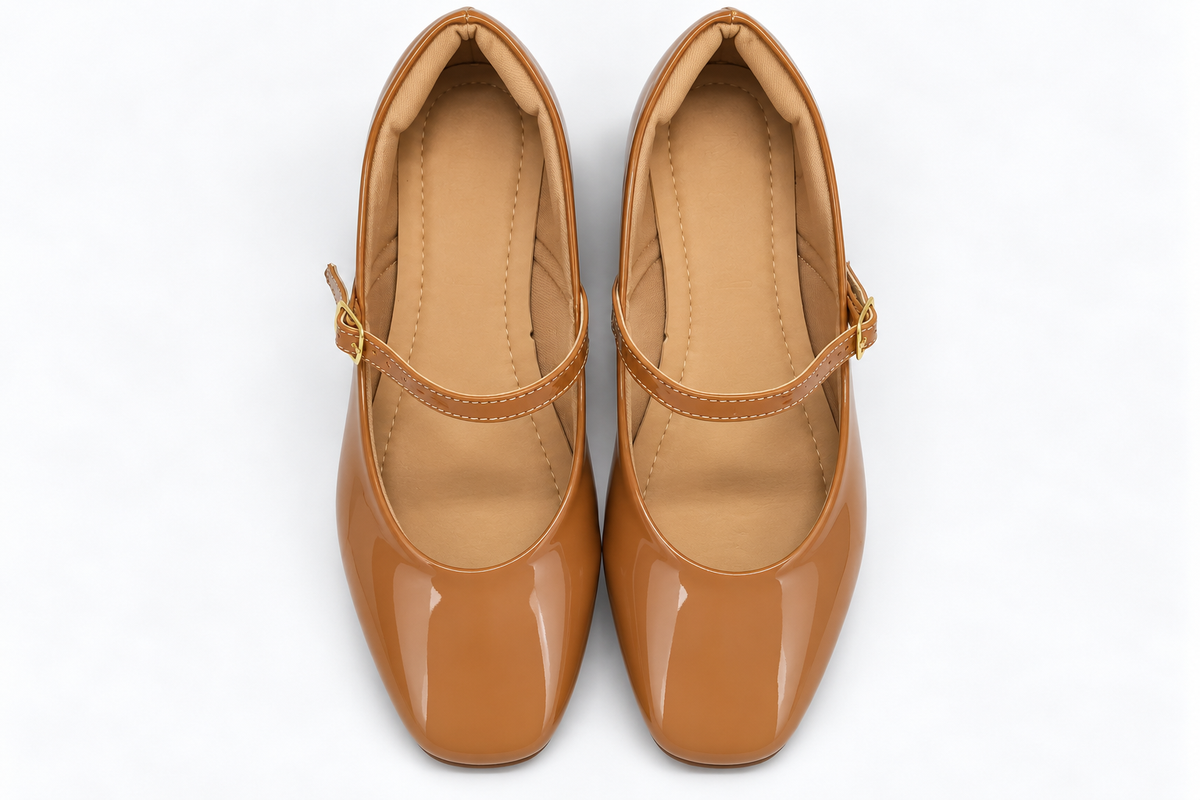 Mary Jane Square-Toe Patent Flats